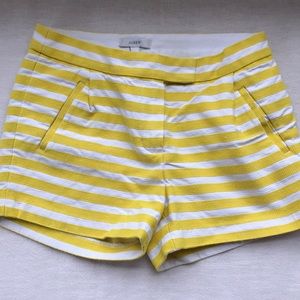 J.crew yellow and white striped shorts size 0